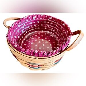 Vintage Longaberger basket with liners leather handles 1995 9 inch classic